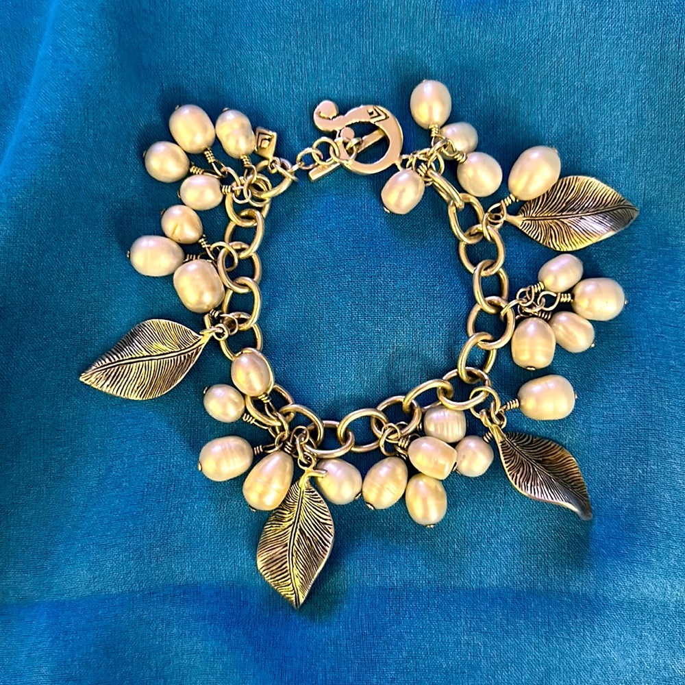 Silpada retired silver, freshwater pearls, leaves, Cha Cha bracelet